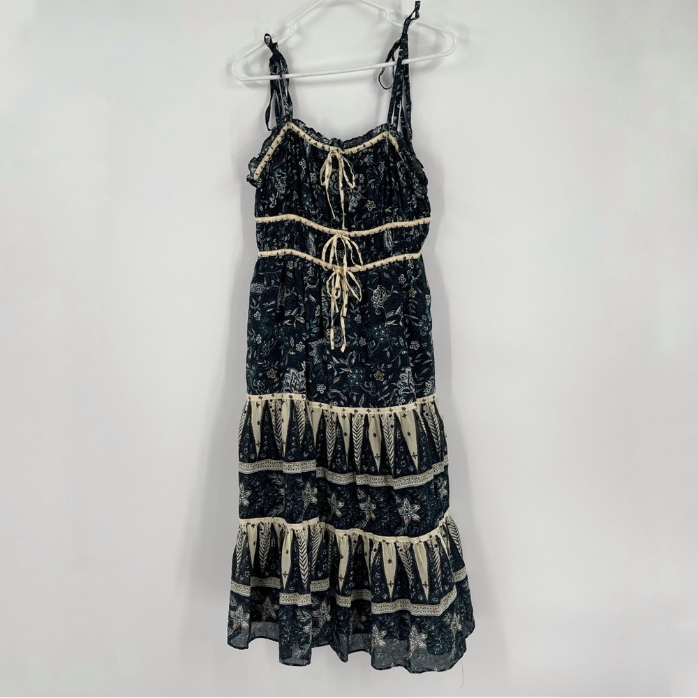 Christian Lacroix Cotton Spaghetti Strap Tiered Floral Midi Dress - Picture 3 of 7